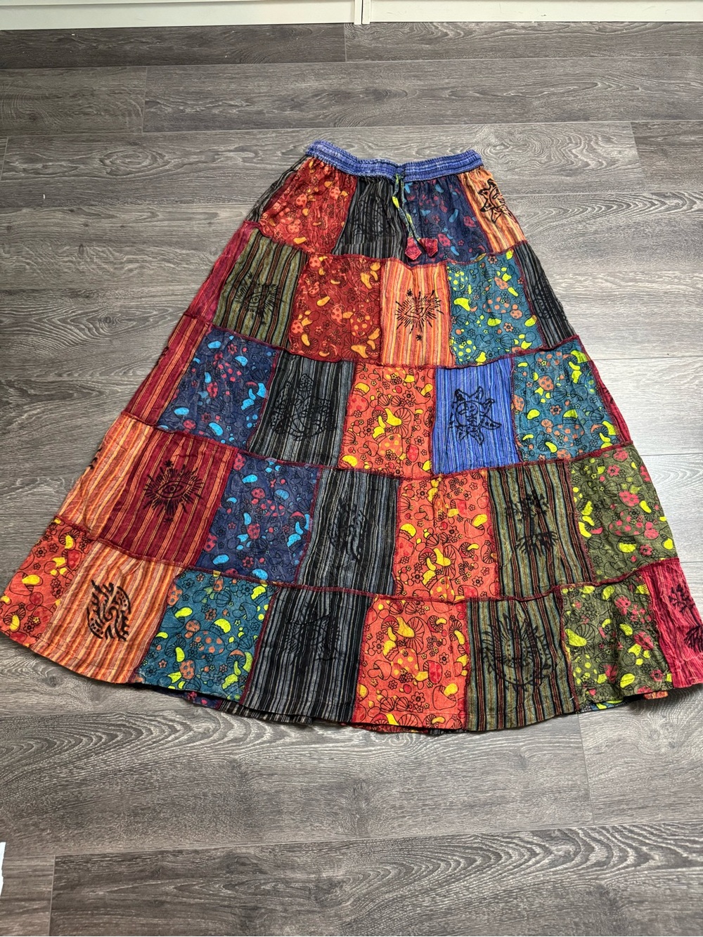 Women’s Boho Patchwork Maxi Skirt Medium Large Handmade Nepal